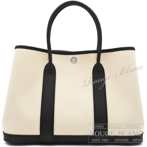 エルメス ガーデンパーティTPM/30 バニラ×ブラック トワルミリタリー  