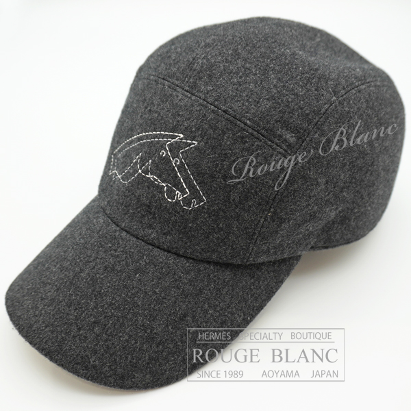エルメス　キャップ　“ネヴァダ”　ブラジリアン・ホーセス　チャコールグレー　#58　【新品同様】HERMES “Nevada” Brazilian Horses Gray 【USED】