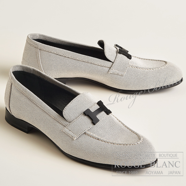 エルメス　モカシン　ローファー　”パリ”   プリュノワール　トワルアッシュ　#37 【新品】HERMES Loafer  "Paris"  Prunoir Toile H 【NEW】