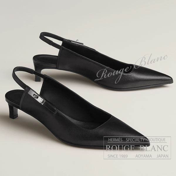 エルメス　パンプス　”ラヴァー” 40　黒　ブラック　#37 1/2　シルバー金具【新品】　HERMES Pumps  "Lover" 40 Black Silver Buckle【NEW】