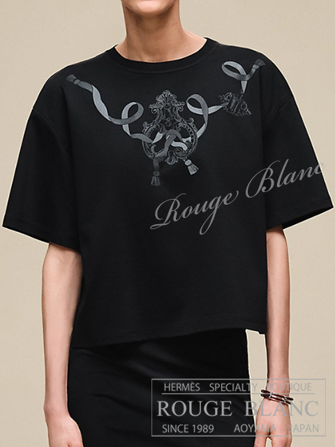 エルメス　2026 S/S　Tシャツ　ボクシーフィット　”カルトゥッシュ”　ブラック　#34　タグ付 【新品】
