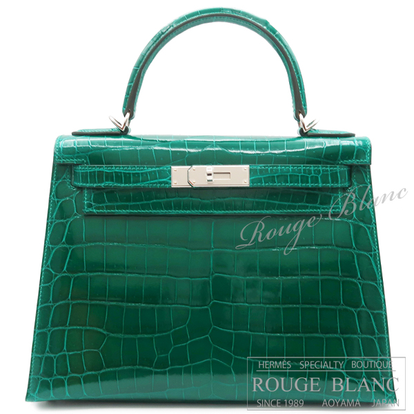 エルメス　ケリー28　ヴェールエメラルド　クロコダイル　ニロティカスリセ　シルバー金具　外縫い【新品】 HERMES Kelly28 Vert Emeraude Crocodile Niloticus lisse Silver buckle【NEW】