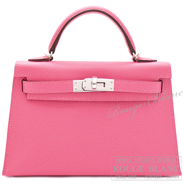 エルメス ケリー 18 ヴォーエプソン Rose Azalee ローズアザレ ピンク D刻印 ベルト レザー シルバー金具 箱付 HERMES（新品・未使用品） エルメス ケリーミニ 2/ミニケリー 2 ローズアザレ エプソン シルバー