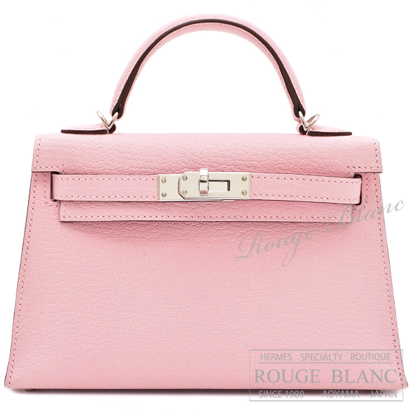 エルメス　ケリーミニ 2/ミニケリー 2　ローズサクラ　シェーヴル　シルバー金具　外縫い　【新品同様】HERMES Mini Kelly 2 Rose sakura Chevre Silver Buckle 【USED】