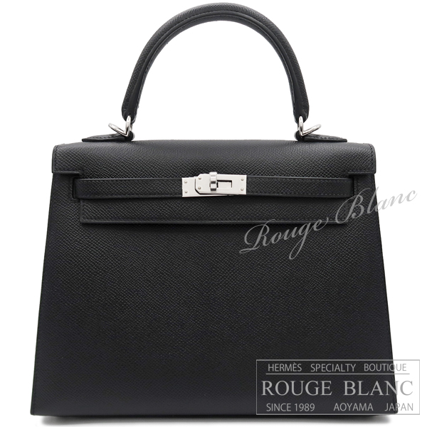 エルメス ケリー25 外縫い 黒 ブラック エプソン シルバー金具 【新品