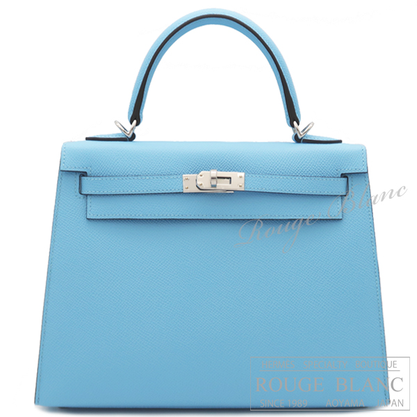 エルメス　ケリー25　外縫い　セレスト　エプソン　シルバー金具 【新品】 HERMES Kelly25 Celeste Epsom Silver Buckle 【NEW】