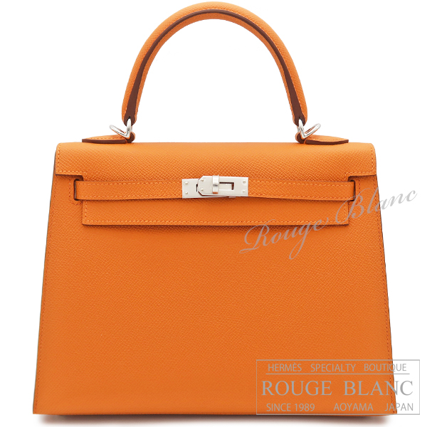 エルメス　ケリー25　外縫い　オレンジ　エプソン　シルバー金具　【新品】 HERMES Kelly25 Orange Epsom Silver Buckle 【NEW】