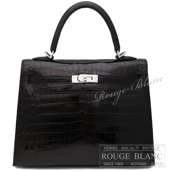 エルメス　ケリー25　黒　ブラック　クロコダイル　ニロティカスリセ　シルバー金具　外縫い　【新品】　HERMES Kelly25 Black Crocodile Niloticus lisse Silver buckle 【NEW】