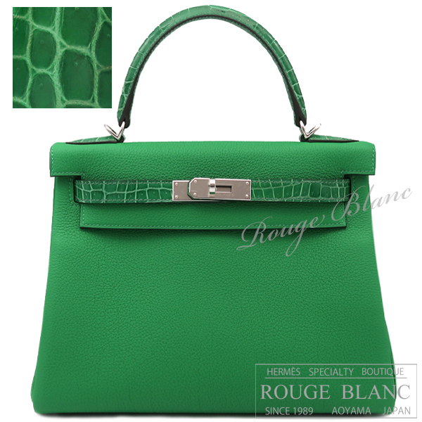 エルメス　ケリータッチ28　内縫い　バンブー　クロコダイル　ニロティカスリセ×トゴ　シルバー金具【新品】 HERMES Kelly Touch 28 Bambou Crocodile Niloticus Lisse×Togo Silver Buckle【NEW】