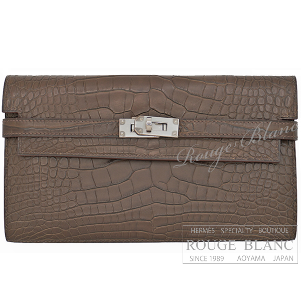エルメス ケリーウォレット ロング グリエレファント クロコダイル