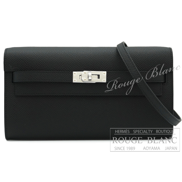 エルメス　ケリーウォレットロング　トゥーゴー　黒　ブラック　エプソン　シルバー金具　【新品】　HERMES Kelly Wallet Long To Go Black Epsom Silver Buckle【NEW】