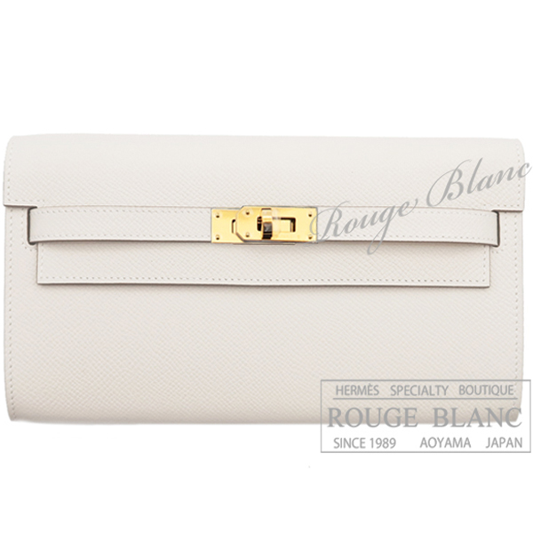 エルメス　ケリーウォレット ロング トゥーゴー　クレ　エプソン　ゴールド金具　【新品】　HERMES Kelly Wallet Long To Go Craie Epsom Gold Buckle【NEW】