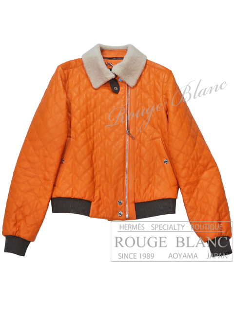 エルメス　2WAYレザージャケット　オレンジ　#36　【中古】 HERMES 2WAY Leather jacket Orange 【USED】