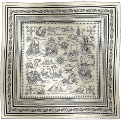 エルメス　カレ140　カレジェアン　”船乗りのタトゥー・バンダナ”　ブラン×ノワール　カシミア×シルク 【新品】 HERMES Scarf140 "Tatouages Marins Bandana" Blanc×Noir 【NEW】