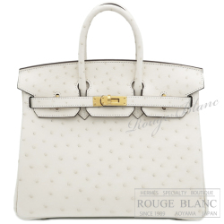 エルメス　バーキン25　ナタ　オーストリッチ　ゴールド金具　【新品】 HERMES Birkin25 Nata Ostrich Gold Buckle 【NEW】