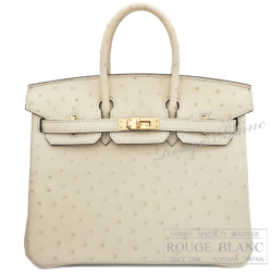 エルメス　バーキン25　パーシュマン　オーストリッチ　ゴールド金具　【新品】 　HERMES Birkin25 Parchemin Ostrich Gold Buckle 【NEW】
