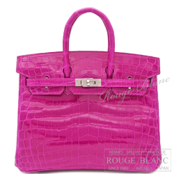 エルメス　バーキン25　ローズシェヘラザード　ニロティカスリセ　シルバー金具  【中古】 HERMES Birkin25 Rose Scheherazade Crocodile Niloticus lisse Silver Buckle【USED】