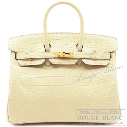 エルメス　バーキン25　ヴァニラ　クロコダイル　アリゲーターマット　ゴールド金具 【新品】 HERMES Birkin25 Banille Crocodile Alligator Mat Gold Buckle【NEW】