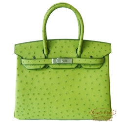 エルメス　バーキン30　アニスグリーン　オーストリッチ　S金具　【新品】　HERMES Birkin30 Vert Anis Ostrich Silver Buckle 【NEW】