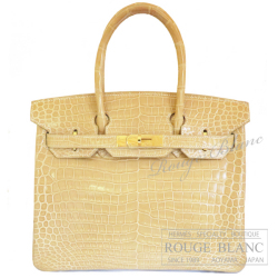 エルメス　バーキン30　ベージュロゼ　クロコダイル　ポロサス　ゴールド金具 【中古】 HERMES Birkin30 Beigerose Crocodile Porosus Lisse 【USED】
