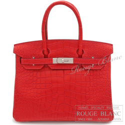 エルメス バーキン30　ゼラニウム  クロコダイル　アリゲーター　マット　 シルバー金具 【新品】 HERMES Birkin30  Geranium　Crocodile Alligator mat Silver Buckle 【NEW】