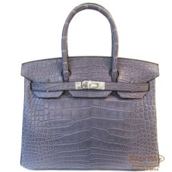 エルメス バーキン30 グリスパレス アリゲーター マット S金具 【新品】HERMES Birkin30 Gris paris Alligator Mat 【NEW】