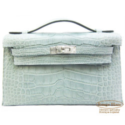 エルメス　ポシェットケリー/ミニケリー　シエル　アリゲーターマット　S金具　【新品】 HERMES Pochette Kelly/Mini Kelly Ciel Crocodile Alligator mat 【NEW】