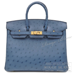 エルメス　バーキン25　ブルーロイ　オーストリッチ　ゴールド金具  【新品】 HERMES Birkin25 Bleu roy Ostrich Gold Buckle 【NEW】