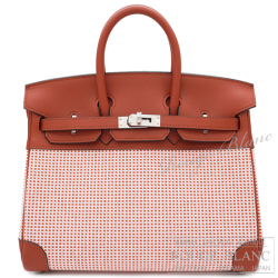 エルメス　バーキン25　エクリュ×ブリック×モーヴ×キュイーブル トワルキャドリーユ×スイフト シルバー金具【新品】HERMES Birkin25 Ecru×Brique×Mauve×Cuivre×Toile Quadrille×Swift Silver Buckle【NEW】