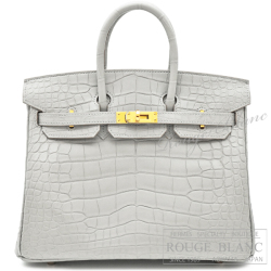 エルメス　バーキン25　パールグレー/グリパール　クロコダイル　アリゲーターマット　ゴールド金具 【新品】 HERMES Birkin25 Gris perle Crocodile Alligator Mat Gold Buckle 【NEW】