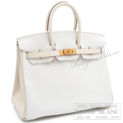 エルメス　バーキン25　スペシャルオーダー　ホワイト×クレ　トリヨンクレマンス　マットゴールド金具　【新品】 HERMES Birkin25 Special Order White×Craie Taurillon Clemence Mat gold Buckle 【NEW】