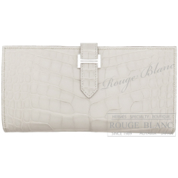 エルメス　ベアンスフレ　べトン　クロコダイル　アリゲーターマット　シルバー金具　【新品】 HERMES Bearn with Gusset Beton Crocodile Alligator mat Silver Buckle 【NEW】