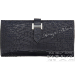 エルメス　ベアンスフレ　ブルーマリン　クロコダイル　アリゲーター　マット　シルバー金具　【新品】 HERMES Bearn with Gusset Bleu marine Crocodile Alligator Mat Silver Buckle 【NEW】