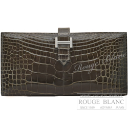 エルメス　ベアンスフレ　グリエレファント　クロコダイル　アリゲーターリセ　シルバー金具　【新品】 HERMES Bearn with Gusset Gris elephant Crocodile Alligator Lisse Silver Buckle 【NEW】