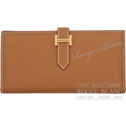エルメス　ベアンスフレ　ゴールド　エプソン　ゴールド金具　【新品】 HERMES Wallet Bearn with Gusset Gold Epsom Gold Buckle 【NEW】
