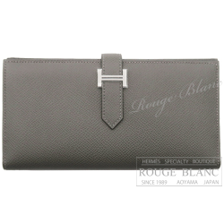 エルメス　ベアンスフレ　グリメイヤー　エプソン　シルバー金具 【新品】 HERMES Wallet Bearn with Gusset Gris meyer Epsom Silver Buckle【NEW】