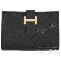 エルメス　ベアン　ミニ　黒　ブラック　エプソン　ゴールド金具 【新品】 HERMES Wallet Bearn Mini Black Epsom Gold Buckle【NEW】