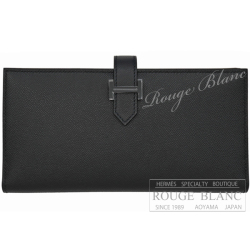 エルメス　ベアンスフレ　モノクローム　ソーブラック　ヴォーマダム　ブラック金具　【新品】 HERMES Wallet Bearn with Gusset Monochrome So black Veau madame Black Buckle【NEW】