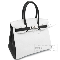 エルメス　バーキン30　スペシャルオーダー　ホワイト×ブラック　トリヨンクレマンス　シルバー金具　【新品】　HERMES Birkin30 Special Order White×Black Taurillon Clemence Silver Buckle【NEW】