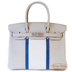 エルメス バーキンクラブ30 パールグレイ S金具 【新品】 HERMES BirkinClub30 Pearl grey×White×Mykonos Silver Buckle 【NEW】