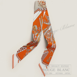 最終価格　HERMES ツイリー 鞍職人の花束　オランジュ・キュイ　美品 エルメス ツイリースカーフ 