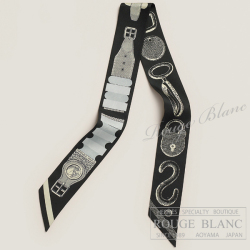 【新品・未使用】エルメス ツイリー ブリッドアブロック 詩的な目録 黒　2本 エルメス ツイリースカーフ 