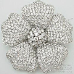 ブローチ　カメリア　ダイヤモンドパヴェ　ホワイトゴールド　新宿伊勢丹購入品　イタリア製【中古】　Broach  Camellia Diamond pave White gold Made in Italy【USED】