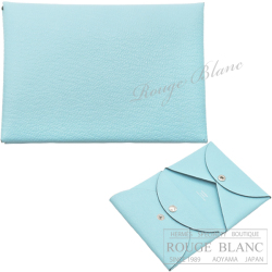 エルメス カルヴィ デュオ カードケース 名刺入れ コインケース ブルー  