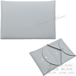 エルメス カルヴィ デュオ カードケース 名刺入れ コインケース ブルー  