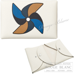 エルメス　カルヴィ　デュオ　"Moulin a Vent"　カードケース　名刺入れ　コインケース　ナタ×ブルーフランス　スイフト　【新品】　HERMES Calvi duo (Cardcase/Coin case) Nata×Bleu France Swift 【NEW】