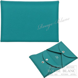 エルメス　カルヴィ　デュオ　カードケース　名刺入れ　コインケース　ブルーパオン　エプソン 【新品】HERMES Calvi duo (Cardcase/Coin case)  Bleu paon Epsom 【NEW】