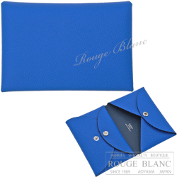 エルメス　カルヴィ　デュオ　カードケース　名刺入れ　コインケース　ヴェルソ　ブルーイドラ×ディープブルー　エプソン 【新品】　HERMES Calvi duo (Cardcase/Coin case) Verso Bleu hydra×Deep bleu Epsom 【NEW】