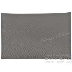 エルメス　カルヴィ　カードケース　名刺入れ　グリメイヤー　エプソン　【新品】 HERMES Calvi Cardcase Gris meyer Epsom  【NEW】