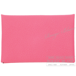 エルメス　カルヴィ　カードケース　名刺入れ　ローズリップスティック　シェーヴル 【新品】 HERMES Calvi (Cardcase) Rose lipstick Chevre【NEW】